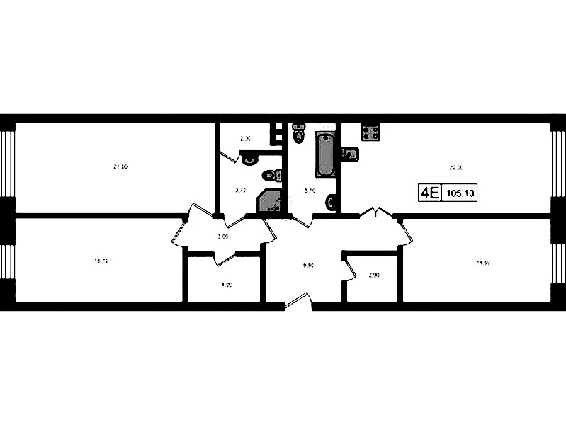 3-комнатная квартира 105.1 м², 3/3 эт., ЖК «VEREN Village Стрельна»